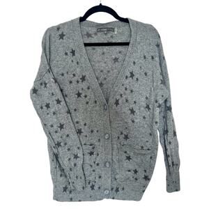 27 Miles Malibu 100% Cashmere Grey Cardigan Star Sweater Medium
